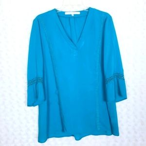 fun 2 fun | Boho Style Vee Neck Ladies Blouse, Size M